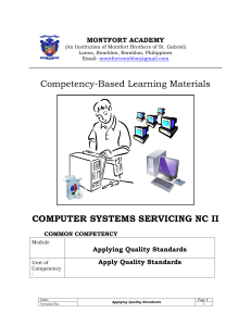 Applying Quality Standards: Computer Systems Servicing NC II Module