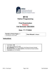 Python Programming Exam Solution - Fall 2023/2024