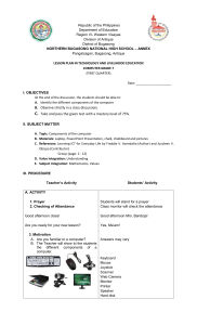 Computer Components: Grade 7 Lesson Plan