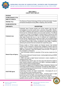 FinTech & SMEs: Concept Paper Template - Kapalong College