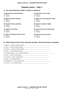 Passive Voice Test: Active vs. Passive Grammar Exercises