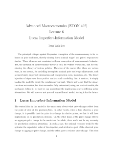 Lucas Imperfect Information Model: Macroeconomics Lecture