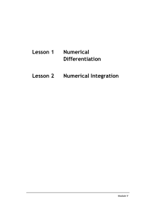 Numerical Differentiation & Integration: Lesson Module