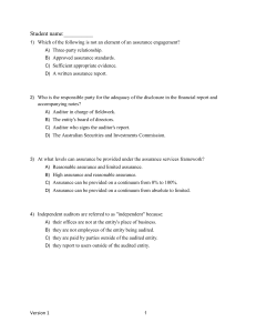 Assurance Engagement & Audit Exam Questions