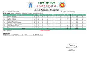 Academic Transcript: Jannato Adon Soaeb - Dhaka College