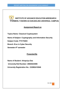 Classical Cryptosystems: Assignment Report