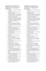 Primary vs. Secondary Sources: Philippine History