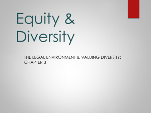 Equity & Diversity: Legal Framework & Inclusion Strategies