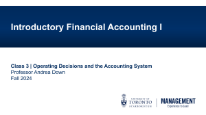 Financial Accounting: Operating Decisions & Accounting System