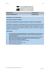 Business Management 2A POE: Entrepreneurship & Business Plan