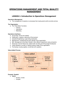 Operations Management & Total Quality Lesson