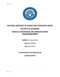 Fundamentals of Programming Lab Report: If-Else Statements