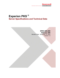 Experion PKS Server Specifications & Technical Data