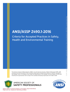 ANSI/ASSP Z490.1-2016: Safety, Health & Environmental Training