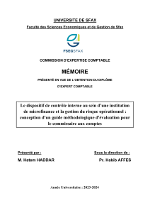 Guide m&eacute;thodologique pour le contr&ocirc;le interne et le risque op&eacute;rationnel en microfinance