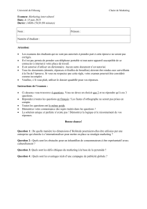 Examen Marketing Interculturel - Universit&eacute; de Fribourg
