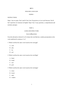 English Language Exam Paper: Lexis, Structure, Literature
