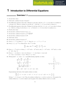 Soluciones a Ejercicios de Ecuaciones Diferenciales
