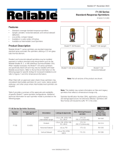 Reliable F1-56 Sprinklers: Specs & Approvals