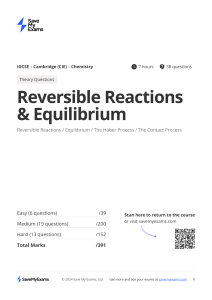 IGCSE Chemistry: Reversible Reactions & Equilibrium Questions