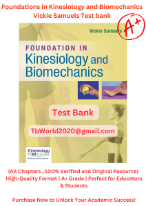 Kinesiology & Biomechanics Test Bank - Practice Questions