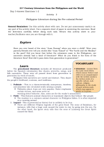 Philippine Pre-Colonial Literature Activity Sheet