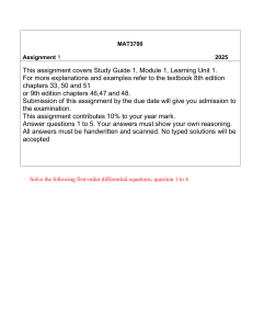 Differential Equations Assignment: MAT3700