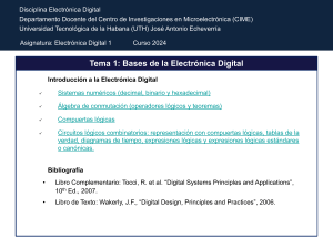 Fundamentos de Electrónica Digital: Sistemas Numéricos y Compuertas Lógicas