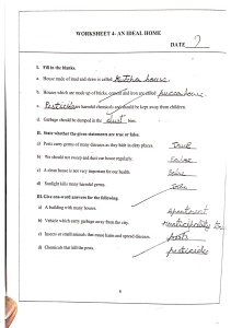 Ideal Home Worksheet: Elementary Science & Hygiene