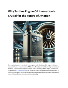 Turbine Engine Oil Innovation: Future of Aviation