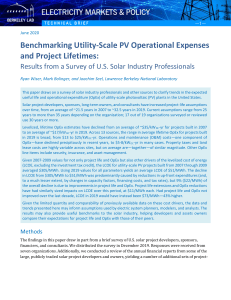 PV Operational Expenses & Project Lifetimes: US Solar Industry