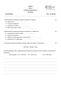 Grade 9 Chemistry: Formative Assessment - Reactions & Rates