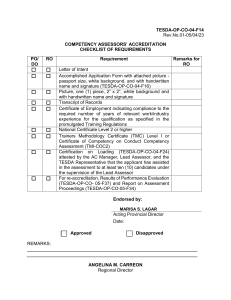 Competency Assessor Accreditation Checklist