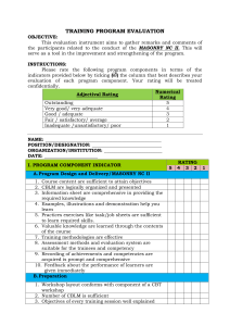 MASONRY NC II Training Program Evaluation Form