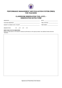 Classroom Observation Tool for Teacher Evaluation