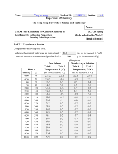 Freezing Point Depression Lab Report: Colligative Properties