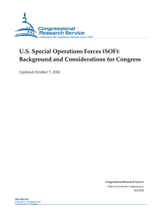 US Special Operations Forces: Congressional Considerations