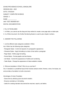 Computer Science X: Digital Documentation Unit Test Key