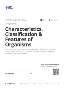 IGCSE Biology: Organism Characteristics & Classification