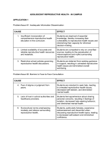 Adolescent Reproductive Health on Campus: Issues & Solutions