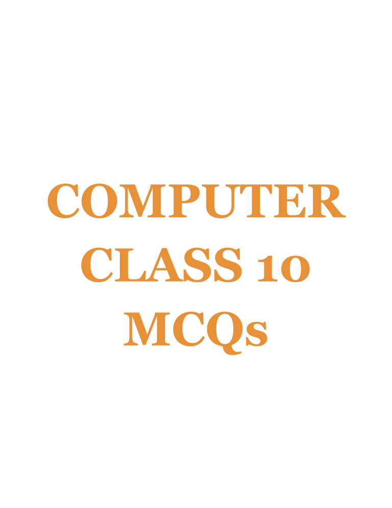 HTML MCQs for Class 10 Computer Science