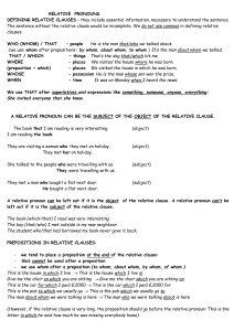 Relative Pronouns: Defining & Non-Defining Clauses