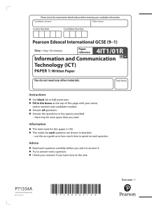 ICT GCSE Exam Paper: Information & Communication Technology