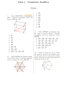 Folha de Exercícios de Geometria: Vetores em Paralelepípedos e Hexágonos