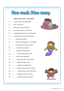 How Much vs. How Many Worksheet