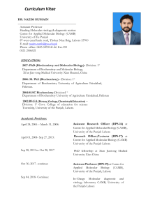 Dr. Nazim Hussain - Curriculum Vitae