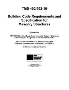 Masonry Building Code & Specification: TMS 402/602-16
