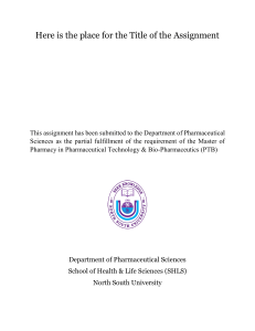 Pharmaceutical Assignment Cover Page - North South University