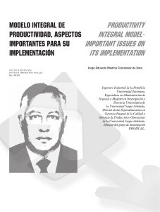 Modelo Integral de Productividad: Aspectos de Implementaci&oacute;n