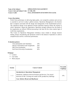 Operations Management Course Syllabus